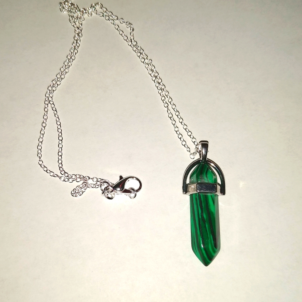 Crystal Necklace Light and Dark Green